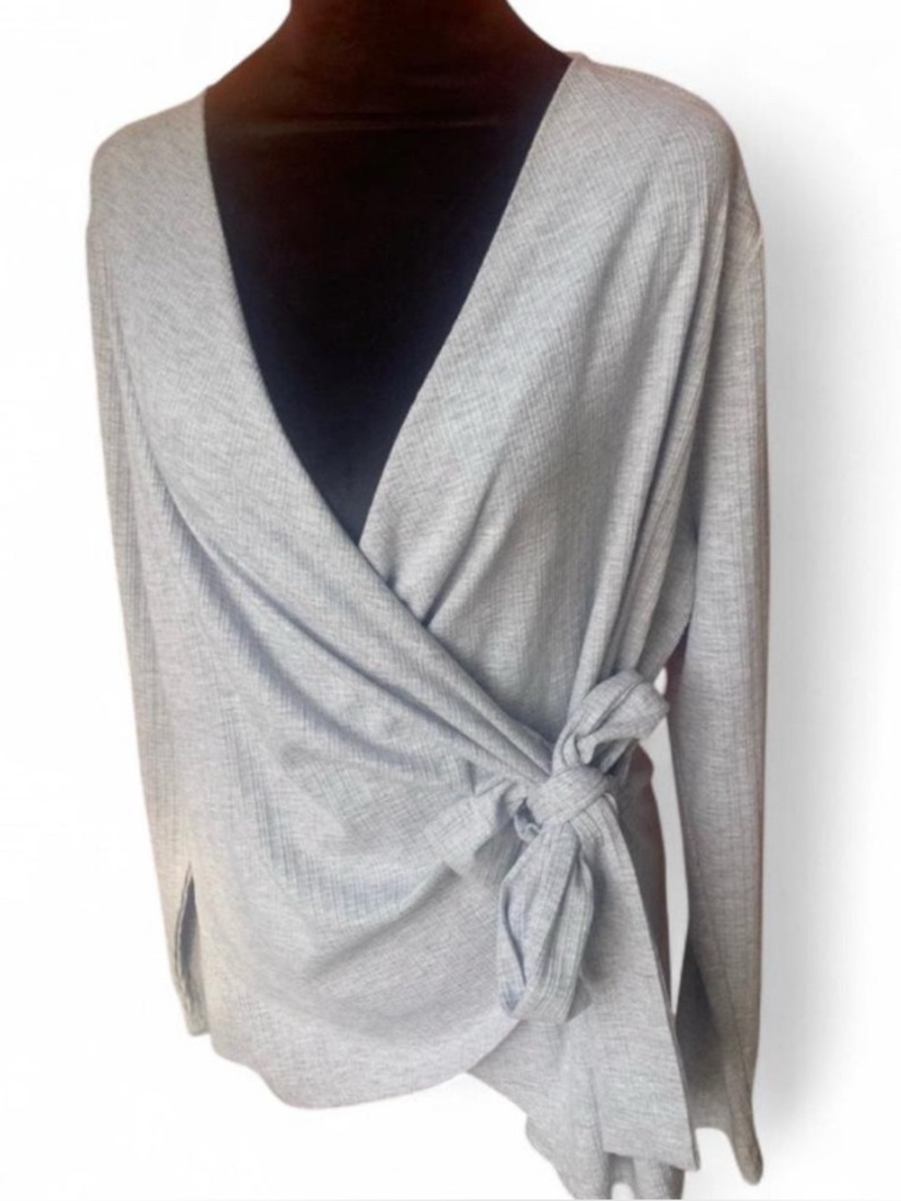 Poet Core Gray Wrap Sweater with Side Tie